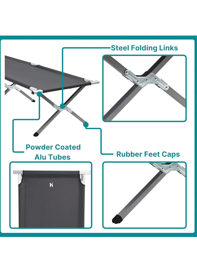 جو تو كامبس سرير تخييم قابل للطي ومتين مع حقيبة حمل | كرسي استلقاء للتشمس | سرير سفر | سرير تخييم | سرير رحلات محمول متعدد الوظائف للمشي لمسافات طويلة والشاطئ والصحراء والمنزل والمكاتب والسفر | سرير نوم محمول بدرجة عسكرية بطول 190 سم وعرض 65 سم وارتفاع 42 سم - مثالي للتخييم والمشي لمسافات طويلة والمغامرات الخارجية - Image 4