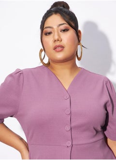 SASSAFRAS Plus Front Button V Neck Top & Pants Co-Ords  - Image 4