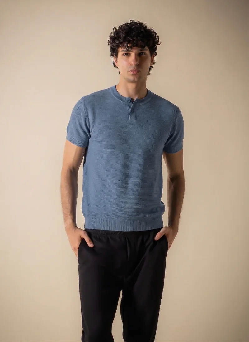 SHAPES SLIM RIBBED HENLEY T-SHIRT