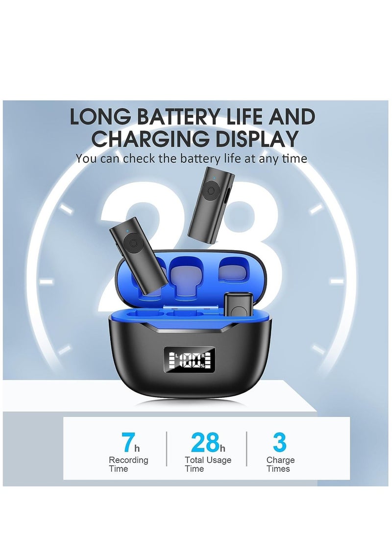 SYOSI Wireless Lavalier Microphone for iPhone iPad, 2 Pack Lapel Built-in Noise Reduction Chip, 28H, LED Display, Plug-Play, Auto-Sync Clip Mic Video Recording/Interviews/Vlog - Image 4