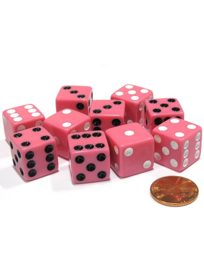 Set of 10 D6 16mm Dice, Inversed Pips- 5 Pink w White Pip and 5 Pink w Black Pip by Koplow Games
