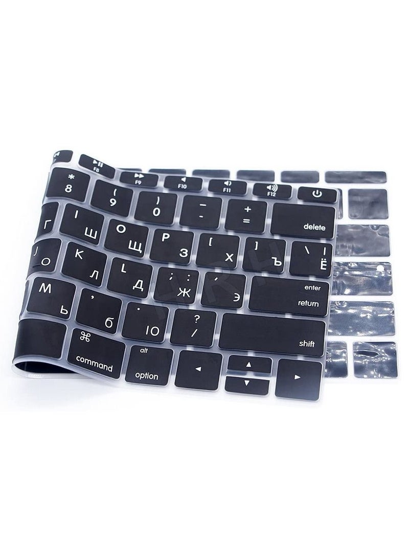 أمم US Layout Russian English Keyboard Cover Compatible for MacBook Retina 12 inch Model A1534 Release 2017 2016 2015 And Compatible with MacBook Pro 13 inch Model A1708 Without Touch Bar Release 2017 2016 Black - Image 4