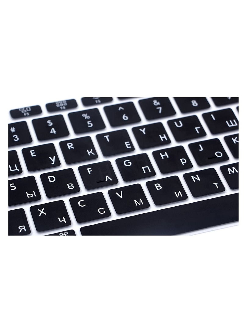 أمم US Layout Russian English Keyboard Cover Compatible for MacBook Retina 12 inch Model A1534 Release 2017 2016 2015 And Compatible with MacBook Pro 13 inch Model A1708 Without Touch Bar Release 2017 2016 Black - Image 5