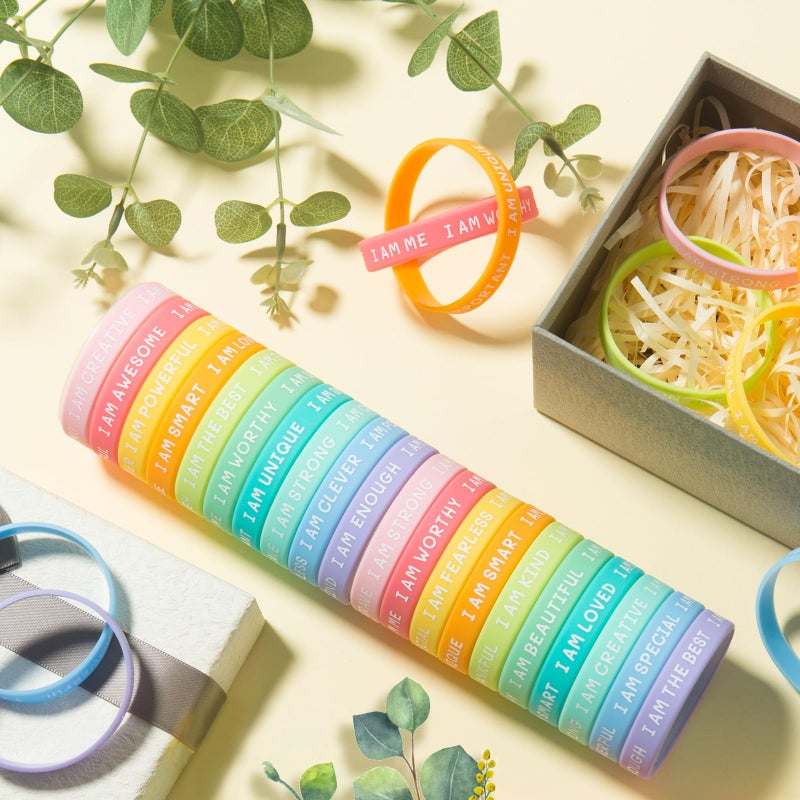 CYCLUSIVE 20 Pieces Students Inspirational Wristbands Rubber Bracelets Fun Motivational Wristbands for Kids Students Back to School Gifts - Image 2