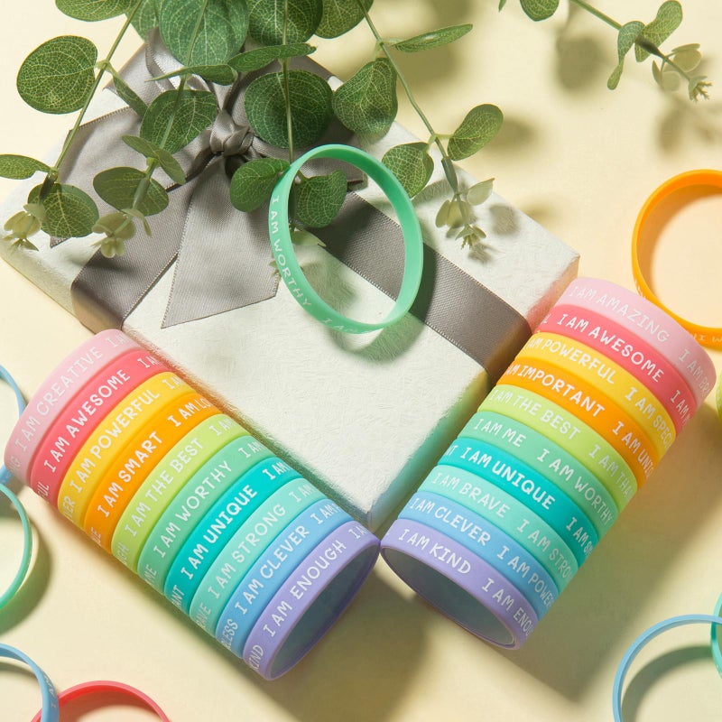 CYCLUSIVE 20 Pieces Students Inspirational Wristbands Rubber Bracelets Fun Motivational Wristbands for Kids Students Back to School Gifts - Image 3