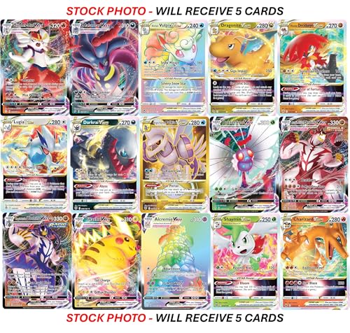 Pokemon 5 Pokemon Card VMAX/VSTAR Bundle - X2 VSTAR - X2 VMAX - X1 Secret Rare - No Duplicates - Image 3