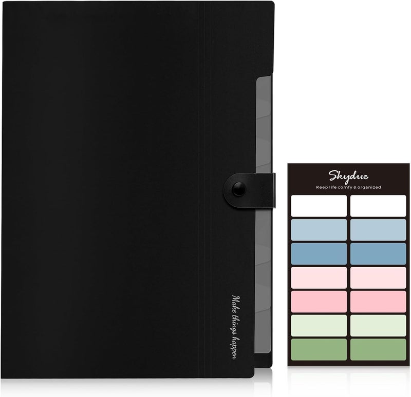 Skydue 8 Pockets Expanding File Folders, Accordion Folders, Portable Paper Bill Receipt Organizer, Letter Size, Home College School Office Supplies, Black - Image 2