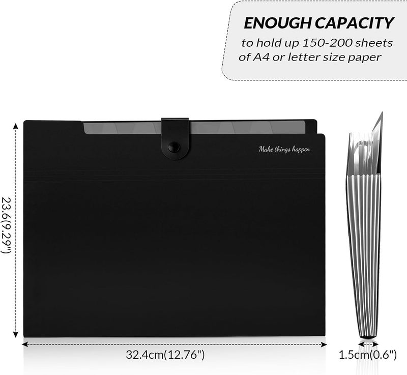 Skydue 8 Pockets Expanding File Folders, Accordion Folders, Portable Paper Bill Receipt Organizer, Letter Size, Home College School Office Supplies, Black - Image 5