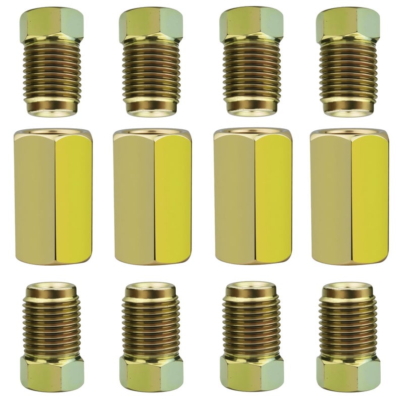 TUBPRO 4 Sets of 316 Brake Line Tubing Unions Connectors with 8 Nuts 38 24 Threads Brake Line Fittings Tool Kit for Automotive Motorcycle Repairs - Image 3