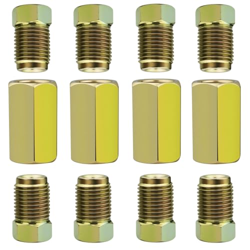TUBPRO 4 Sets of 316 Brake Line Tubing Unions Connectors with 8 Nuts 38 24 Threads Brake Line Fittings Tool Kit for Automotive Motorcycle Repairs - Image 1