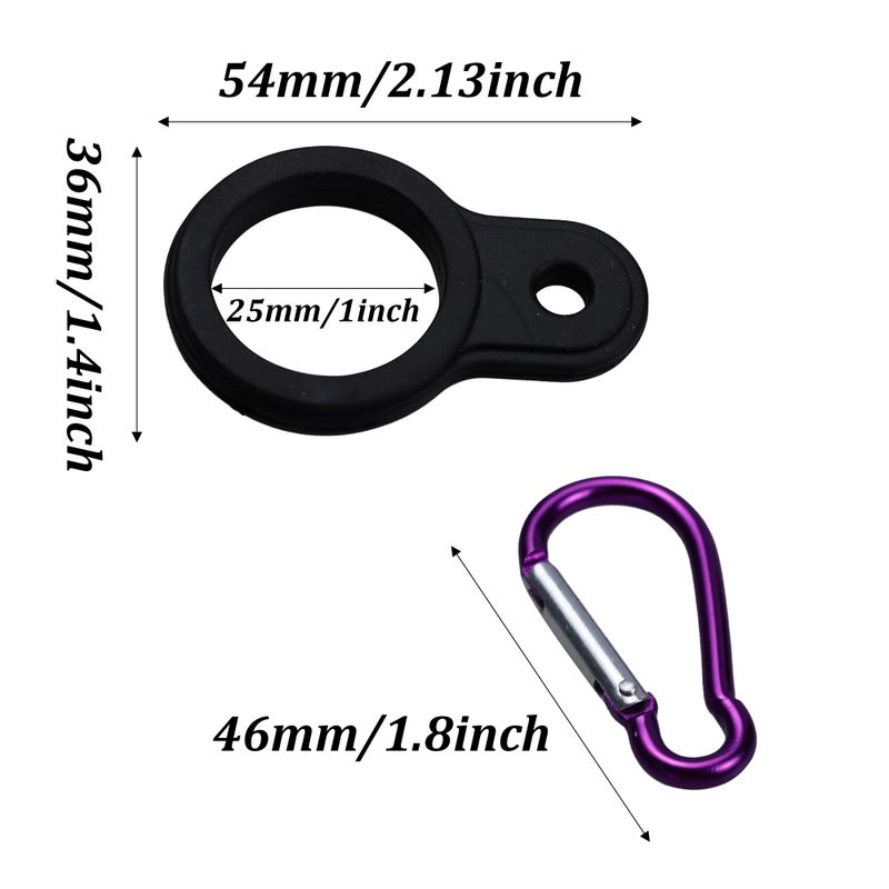 Runseaway 5Pcs Silicone Water Bottle Holder with 5Pcs Keychain Ring, Portable Bottle Carrier with Carabiner Clip for Hiking, Camping, Travel & Outdoor Activities, 5 Colors - Image 2