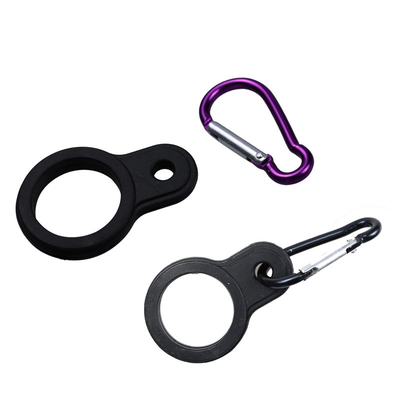 Runseaway 5Pcs Silicone Water Bottle Holder with 5Pcs Keychain Ring, Portable Bottle Carrier with Carabiner Clip for Hiking, Camping, Travel & Outdoor Activities, 5 Colors - Image 3