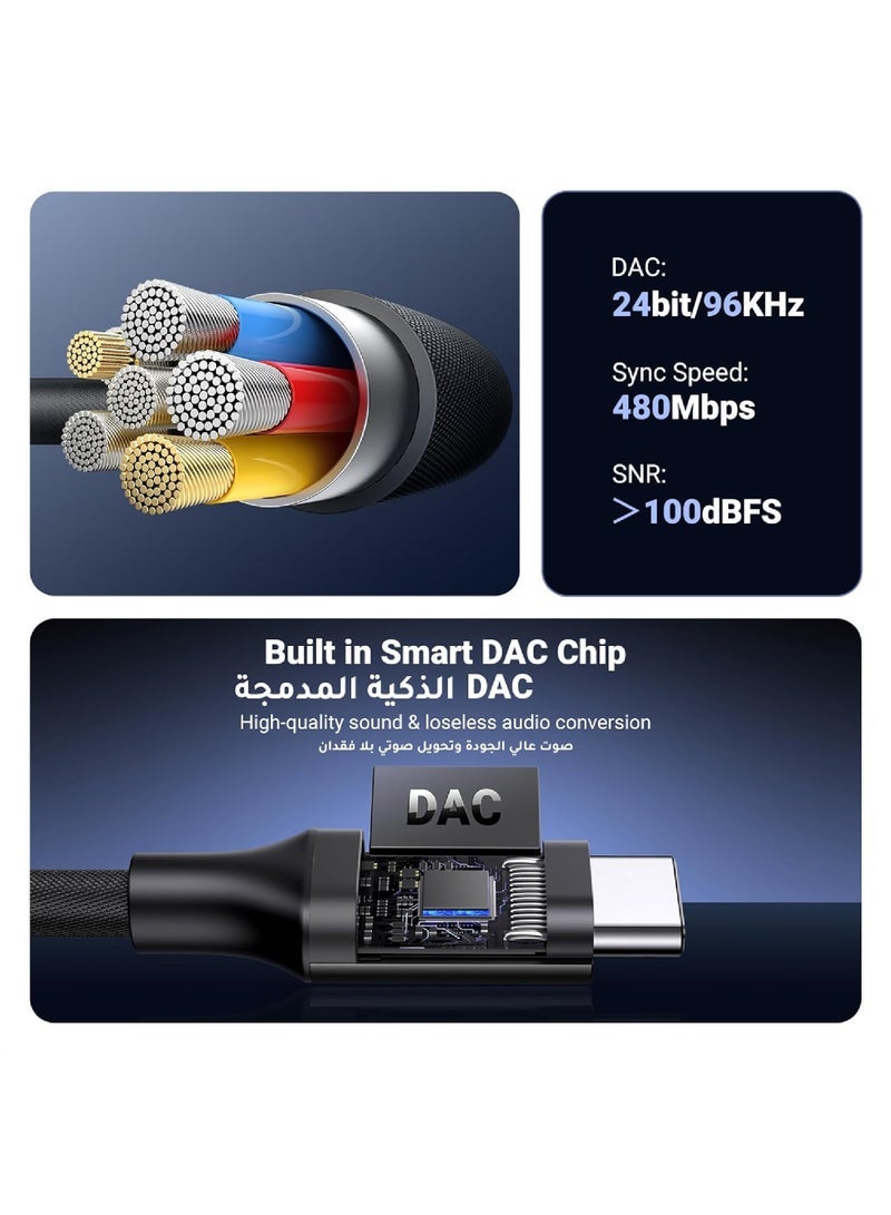 Gravity USB C to 3.5mm Adapter iPhone 15 Headphones Adapter DAC USB C to Aux Headphone Adapter 3.5 mm to Type C Jack Adapter Braided Compatible with iPhone 15 Series iPad Pro Galaxy S22 S23 - Image 5