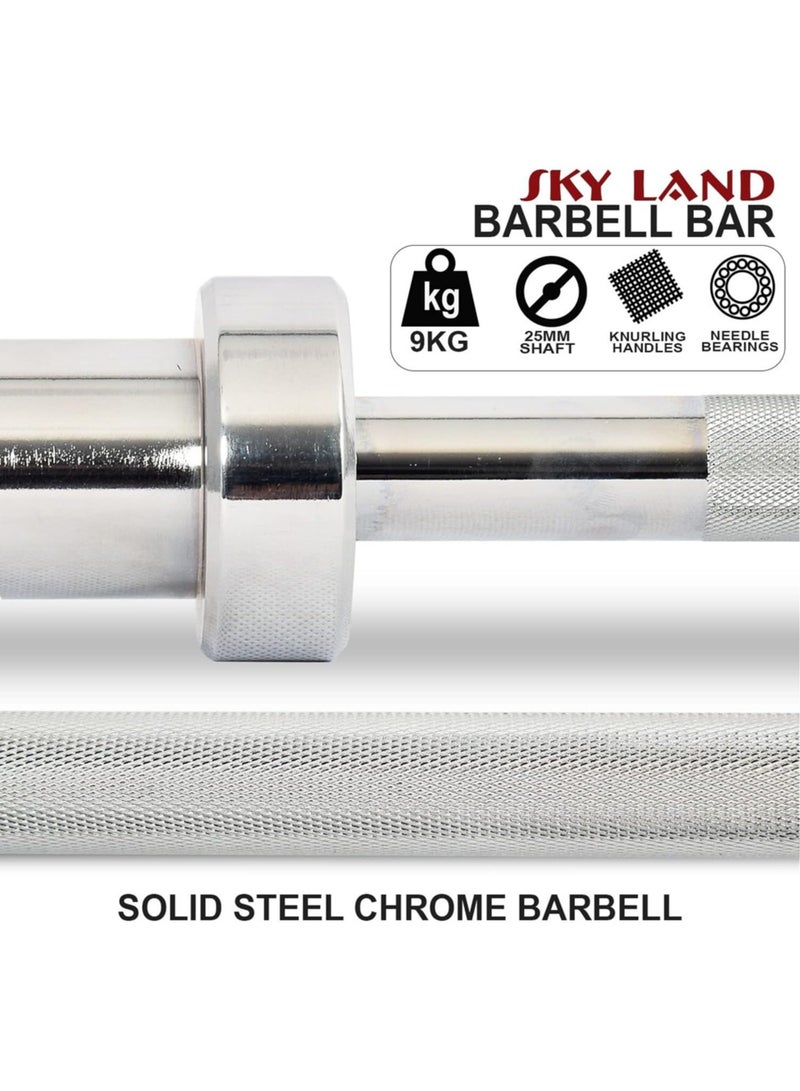 سكاي لاند بار أوليمبي، قضيب بوزن 1.2 متر مصنوع من الفولاذ الصلب مع طلاء كروم لرفع الأثقال والقوة الأولمبية، متوافق مع الأوزان بقطر 5 سم. - Image 5