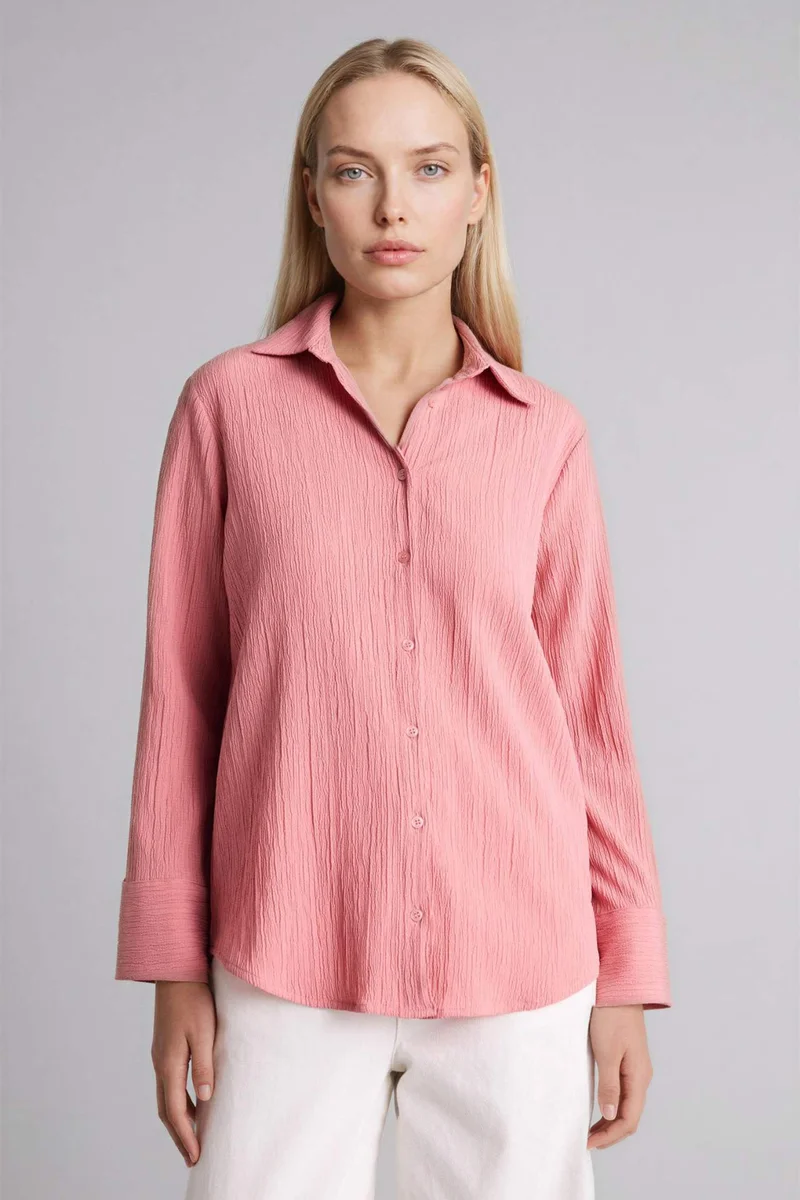 ديفاكتو Regular Fit Waffle Textured Shirt