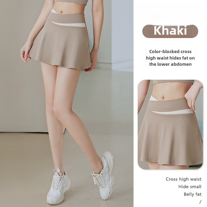 Generic Color Block Fitness Skort for Summer Workouts White card