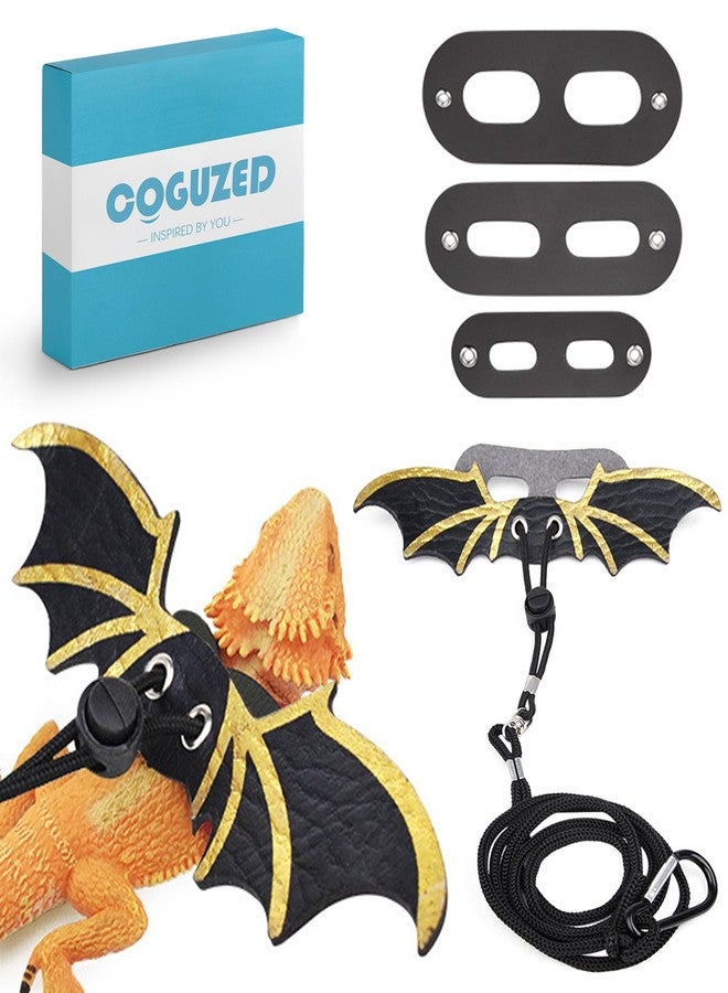 CoguZed Bearded Dragon Leash and Harness Set, Adjustable Lizard Harness, Soft Leather Reptile Costume, Cool Dragon Wing Outfits for Bearded Dragon Lizards(S,M,L, 3 Pack) - Image 1