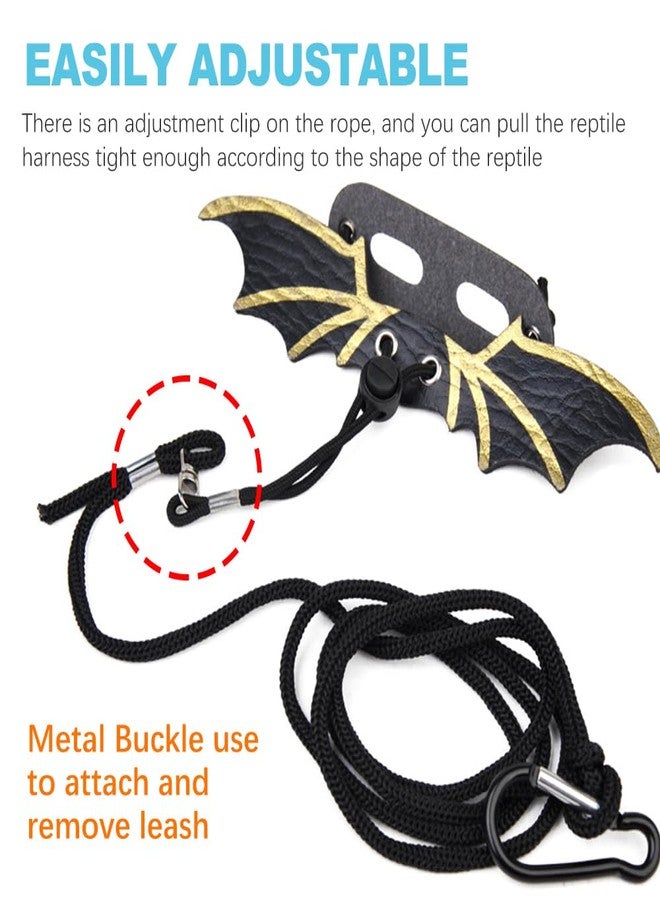 CoguZed Bearded Dragon Leash and Harness Set, Adjustable Lizard Harness, Soft Leather Reptile Costume, Cool Dragon Wing Outfits for Bearded Dragon Lizards(S,M,L, 3 Pack) - Image 4