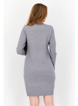 T Tahari Women Solid Sweater Dress, Grey  - Image 4