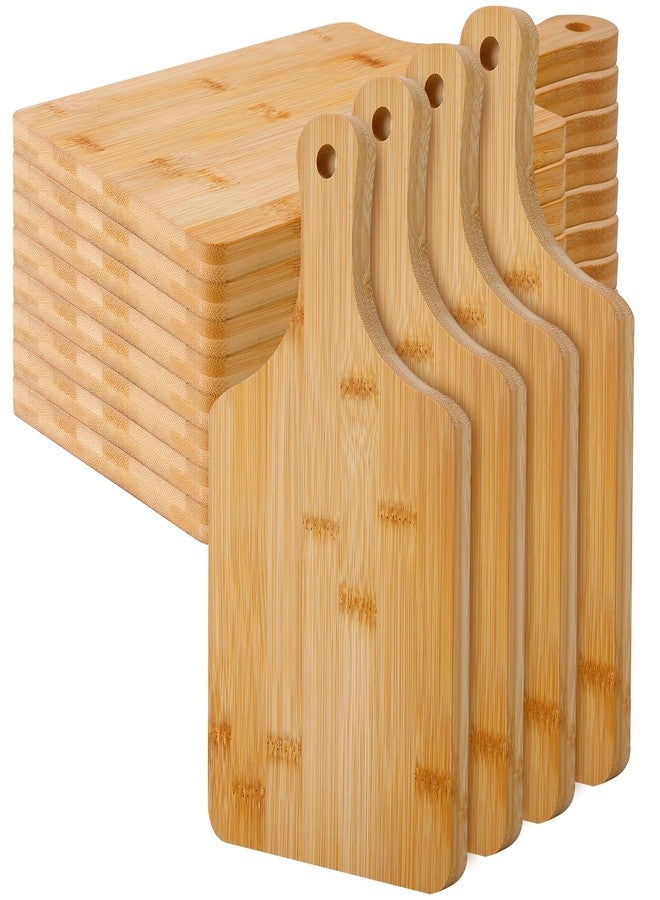 Dyrfolm 10 Pcs Wood Cutting Board with Handle, 10.62 x 5.9 Inch Bamboo Cutting Board Bulk,Wood Chopping Boards for Cheese,Pizza,Bread, Charcuterie, Fruit, Vegetables - Image 1