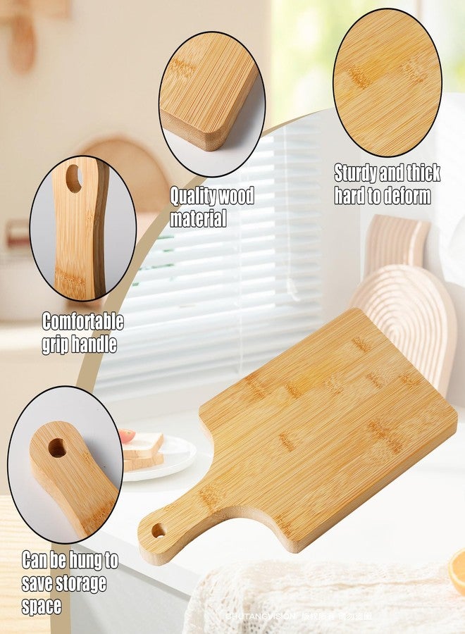 Dyrfolm 10 Pcs Wood Cutting Board with Handle, 10.62 x 5.9 Inch Bamboo Cutting Board Bulk,Wood Chopping Boards for Cheese,Pizza,Bread, Charcuterie, Fruit, Vegetables - Image 4