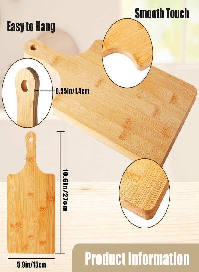 Dyrfolm 10 Pcs Wood Cutting Board with Handle, 10.62 x 5.9 Inch Bamboo Cutting Board Bulk,Wood Chopping Boards for Cheese,Pizza,Bread, Charcuterie, Fruit, Vegetables - Image 2