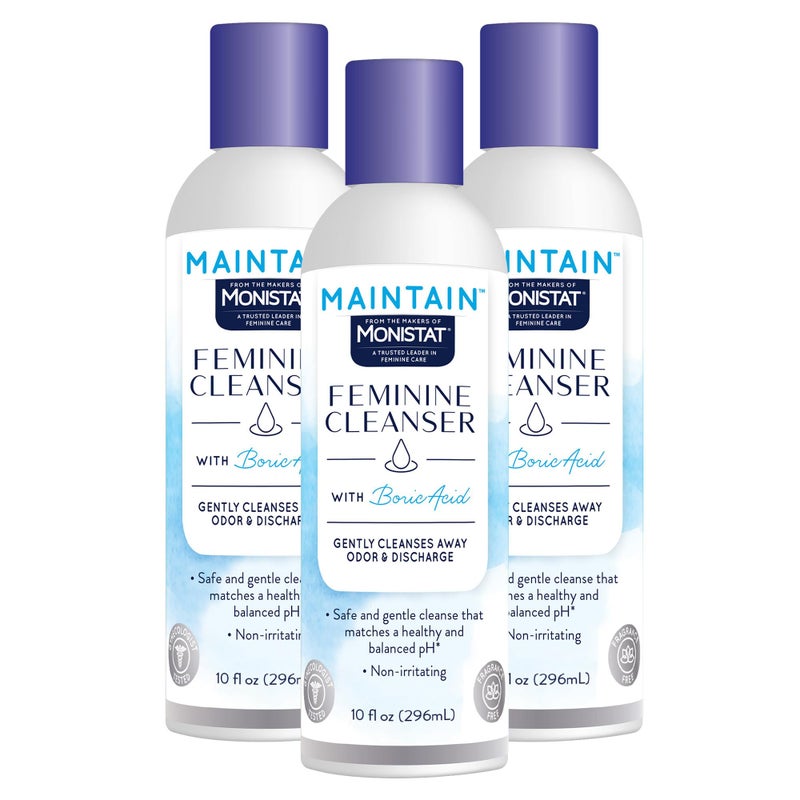 Monistat Boric Acid Feminine Cleanser, Fragrance Free Feminine Wash, 10 Fl Oz, 3 Pack - Image 1