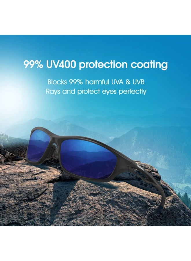 Duduma Polarized Sports Sunglasses for Men Women Running Cycling Fishing Golf Driving Shades Sun Glasses Tr90 (black matte frame with blue lens) - Image 2