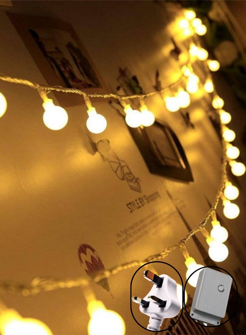 Decore 8 Meters Globe Frosted Ball LED String Lights, Warm White, 8 Flashing Modes, Indoor Outdoor Fairy Lights for Festival Decoration, Ramadan and Eid decoration lights - Image 4