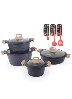 Life Smile Cookware Set 11 pieces - LIFE SMILE Pots and Pans set Granite Non Stick Coating 100% PFOA FREE, Induction Base Cooking Set include Casseroles & Shallow Pot & Silicone Utensils (Purple)  - Image 1