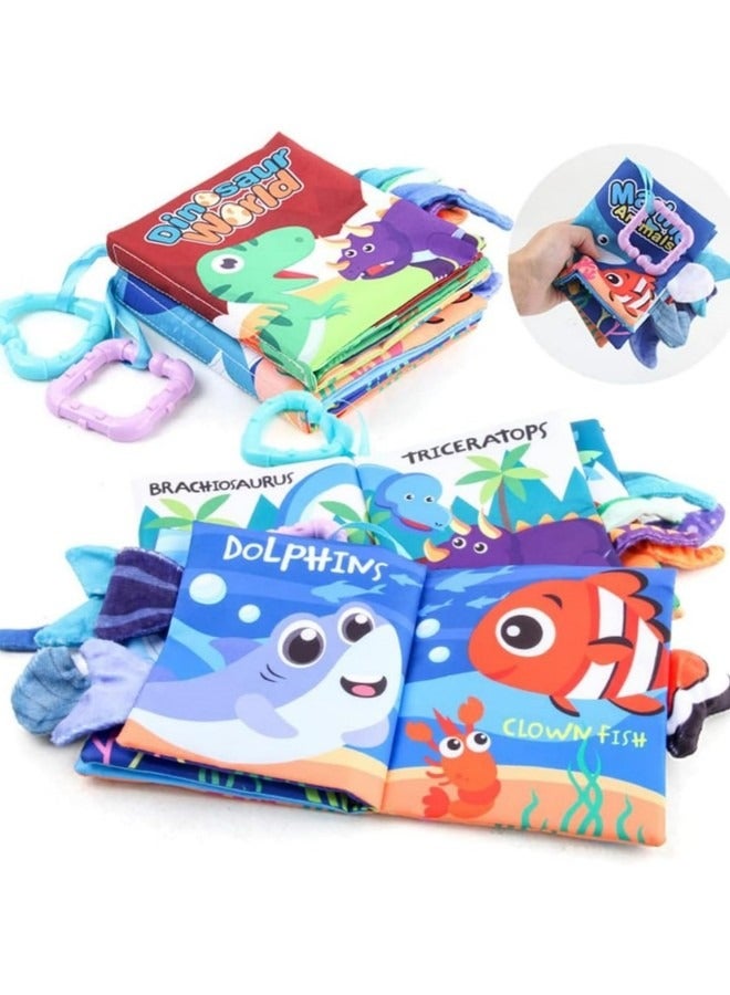 GGEROU 4Pcs Tail Cloth Book Toy,Soft Cloth Toddlers Book Toy,Toddlers Book Fabric with Animal Tail,Colorful Fabric Toddlers Learning Book,Touch Feel Sensory Cloth Crinkle Soft Books  - Image 3