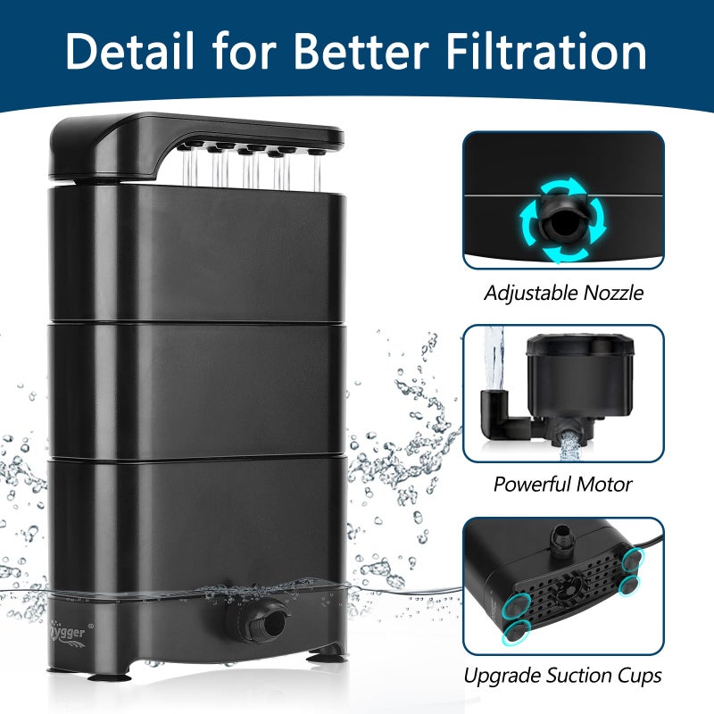 hygger 150GPH Turtle Filter with 2 Sponges Bio Ball, 3-in-1 Water Circulation Draining Bio Filtration Amphibian Tank Filter 5 to 35 Gallon for Reptile Frog - Image 4