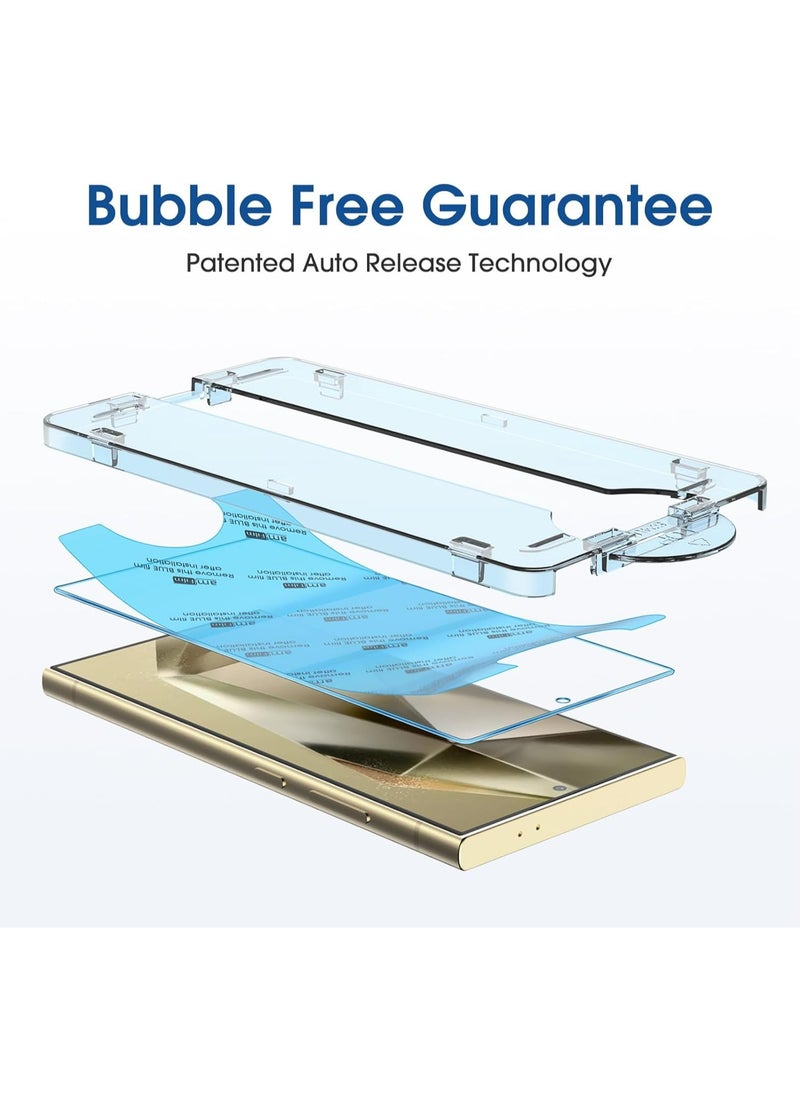 Amfilm - amFilm Auto-Alignment OneTouch for Samsung Galaxy S24 Ultra Screen Protector 6.8'' + Camera Lens Protector, Tempered Glass, Fingerprint Unlock, 30 seconds Installation, Case Friendly, Anti-Scratch 2+2 - Image 1