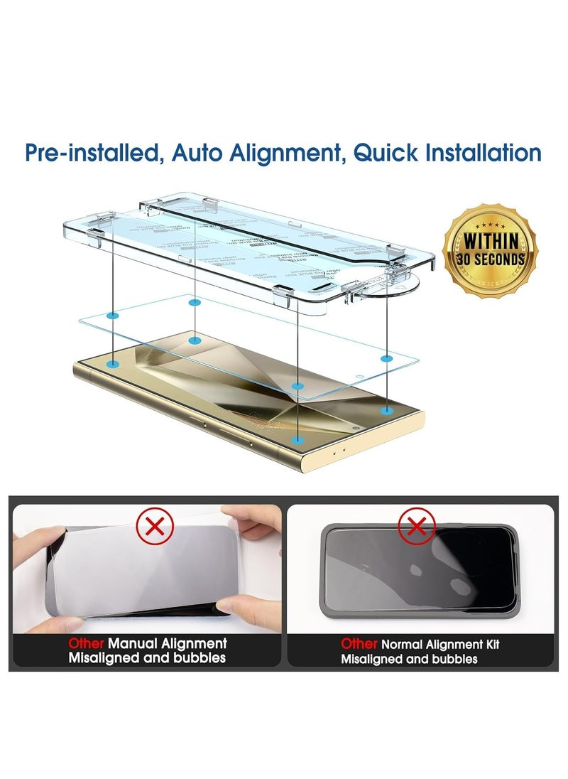 Amfilm - amFilm Auto-Alignment OneTouch for Samsung Galaxy S24 Ultra Screen Protector 6.8'' + Camera Lens Protector, Tempered Glass, Fingerprint Unlock, 30 seconds Installation, Case Friendly, Anti-Scratch 2+2 - Image 1
