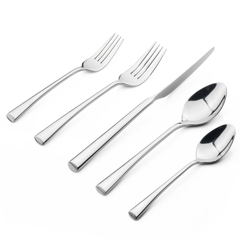 Alata Bailey 20Piece Forged Silverware Set Stainless Steel Flatware SetService for 4Mirror Polished Cutlery SetDishwasher Safe