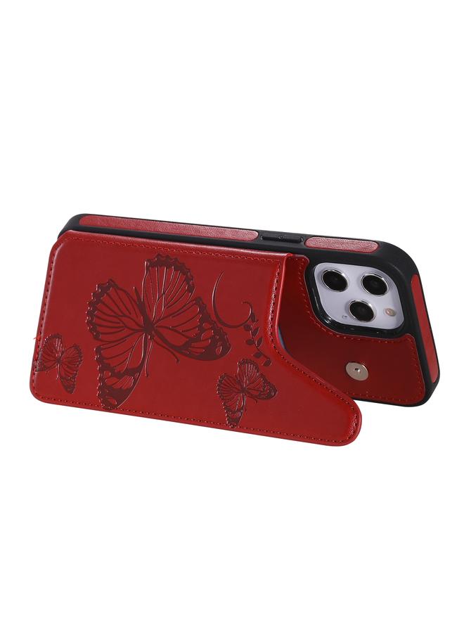 زبون جراب لهاتف iPhone 12 Pro Max بنقشة فراشة، جراب واقٍ مقاوم للصدمات مع حامل وفتحات للبطاقات وإطار للصور - Image 5