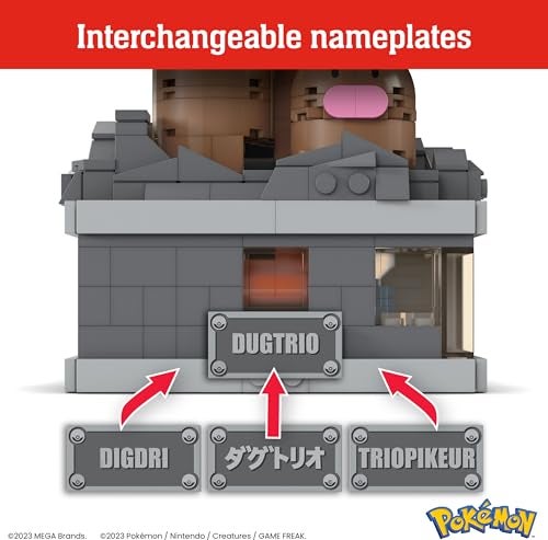 Mega Brands MEGA Pokémon Building Toys Set Mini Motion Dugtrio with 350 Pieces, Pop Up Motion, 5 Inches Tall, for Adult Collectors - Image 5