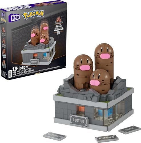 Mega Brands MEGA Pokémon Building Toys Set Mini Motion Dugtrio with 350 Pieces, Pop Up Motion, 5 Inches Tall, for Adult Collectors - Image 1