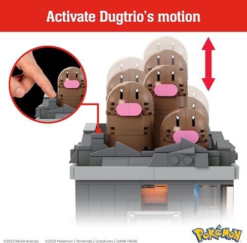 Mega Brands MEGA Pokémon Building Toys Set Mini Motion Dugtrio with 350 Pieces, Pop Up Motion, 5 Inches Tall, for Adult Collectors - Image 3