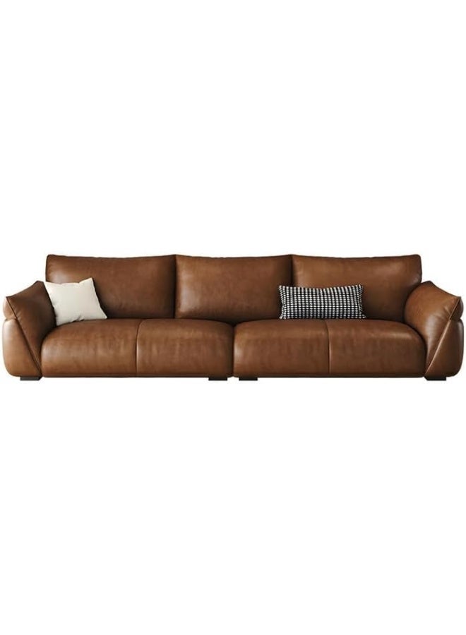 Comfynest Modern Leather Sofa with Pillow Top Arm and Bolster Pillows