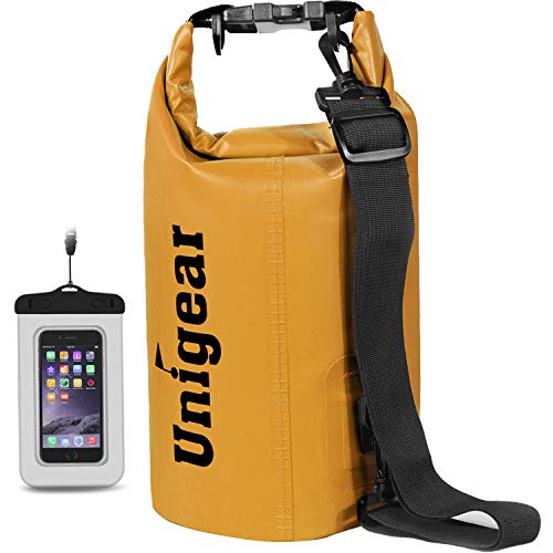 Unigear Dry Bag Waterproof Floating and Lightweight Bags for Kayaking Boating Fishing Swimming and Camping with Waterproof Phone Case Pale Yellow 2L - Image 1