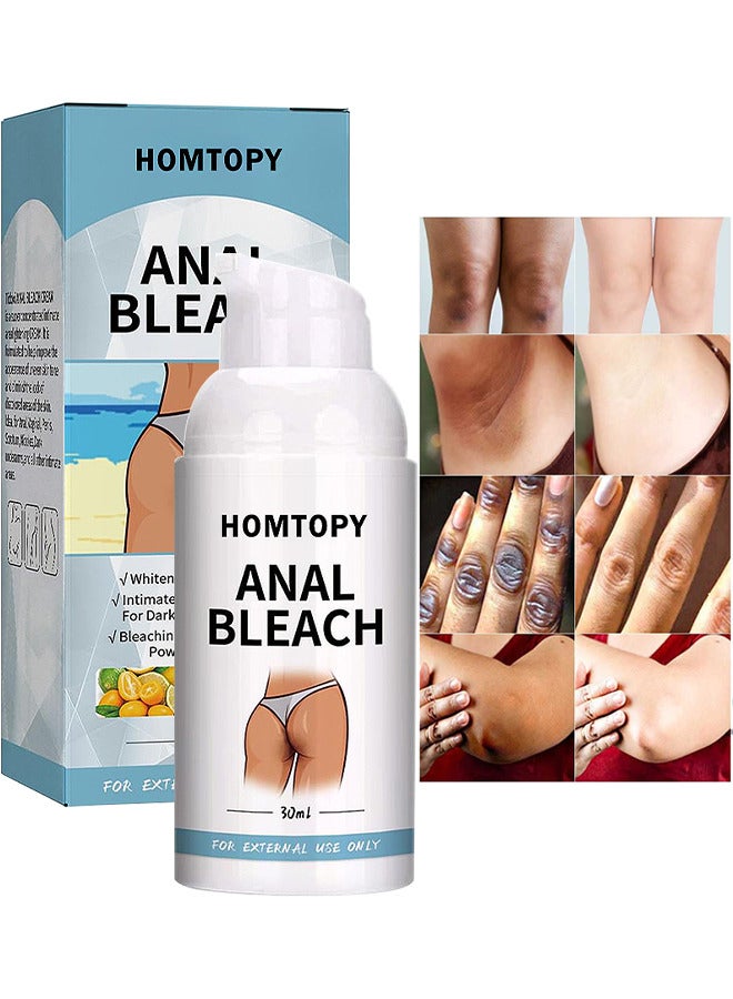 HOMTOPY Bleach Cream For Private Part Underarm Whitening, Dark Skin Bleaching Cream For Dark Spots, Face And Body Skin Lightening Bleaching Cream For Intimate Areas Brightening, 30ML - Image 1
