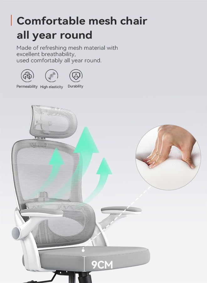 SIHOO SIHOO M102C-M102Ergonomic Office Chair, Computer High Back Chair with Dual Back Design - Individual Lumbar Pillow, 3D Armrests, Adjustable Headrest and Comfortable Thick Cushion (White))  - Image 5