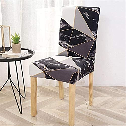 Styleys Polyester Printed Washable Elastic Dining Chair Cover Slipcovers (Set of 8, Black Prism, SLMC2024) - Image 2
