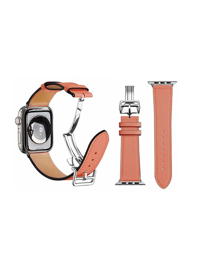 Perfii Genuine Leather Replacement Band For Apple Watch Series 6/SE/5/4/3/2/1 Apricot