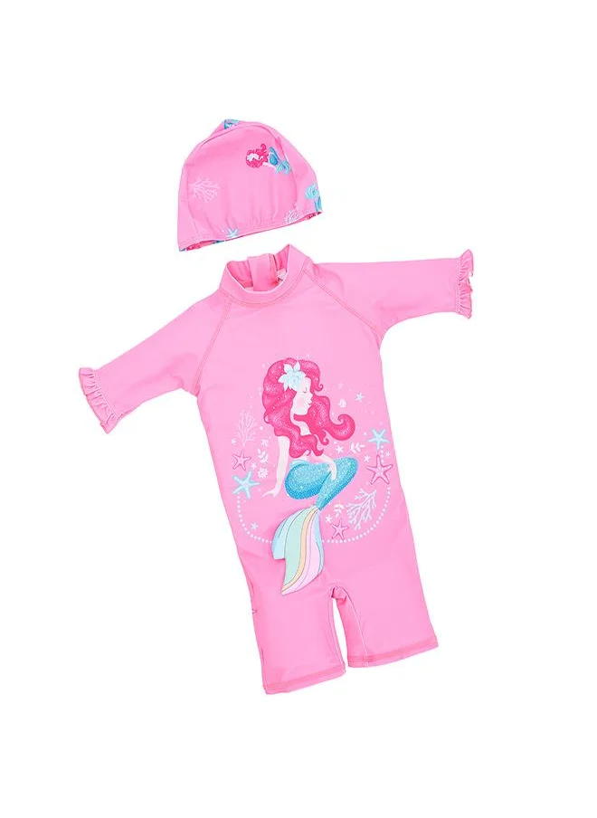 بيبي كلو Pink Mermaid 2 Pc Girls Romper Swimsuit