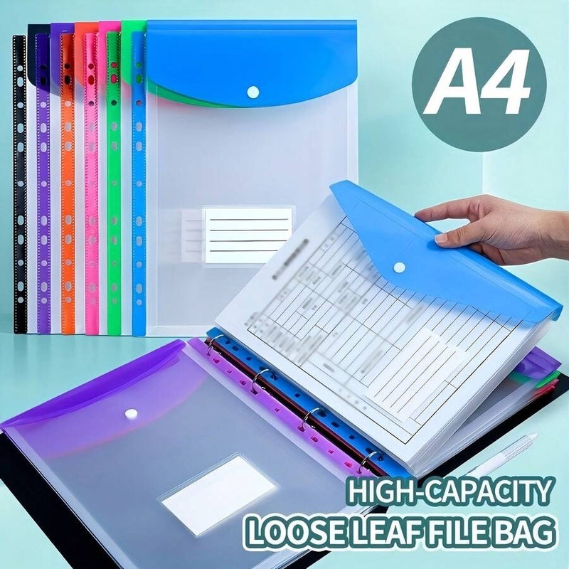 Shein 12-Pack Large Capacity A4 Expanding File Organizer with 11-Ring Binding, Accordion Pocket Folders with Index Cards for School, Home, Office, Travel - Portable Design, Back to School Supplies - Image 1