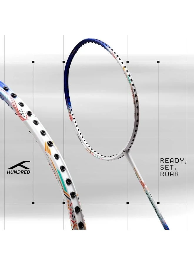 هندرد مضرب تنس الريشة باور تيك  برو جرافيت مشدود مع غطاء كامل للاعبين المتوسطين