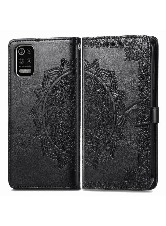 S-TOP Case For LG K52 Mandala Flower Embossed Horizontal Flip Leather Case with Holder & Three Card Slots & Wallet & Lanyard - Image 2
