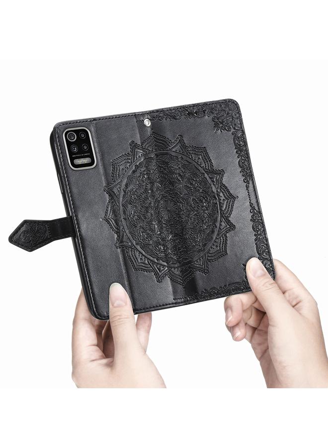 S-TOP Case For LG K52 Mandala Flower Embossed Horizontal Flip Leather Case with Holder & Three Card Slots & Wallet & Lanyard - Image 5